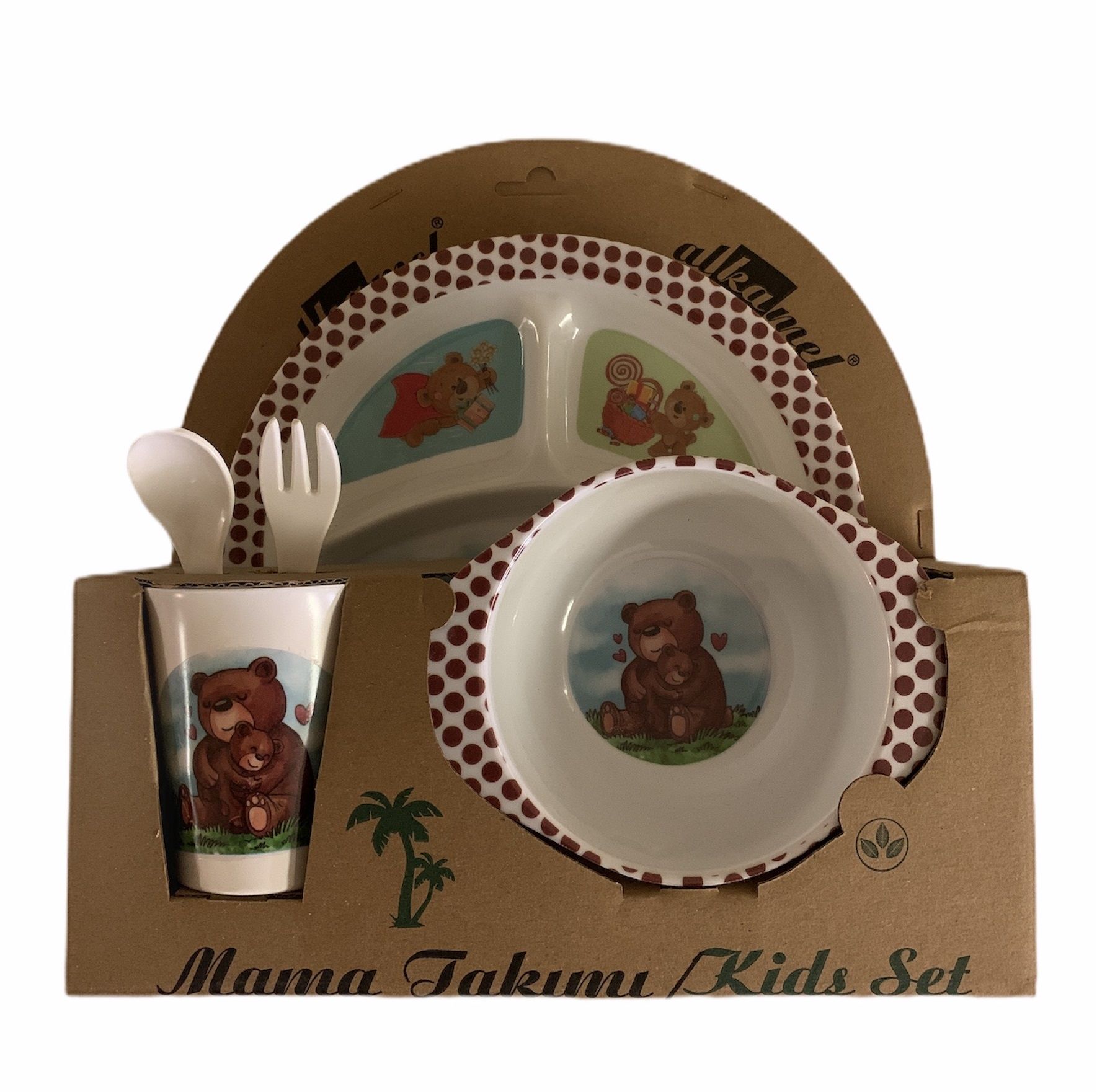 Bebek Mama Tabağı Ayıcık Formlu 5 Li Set Melamin Oval